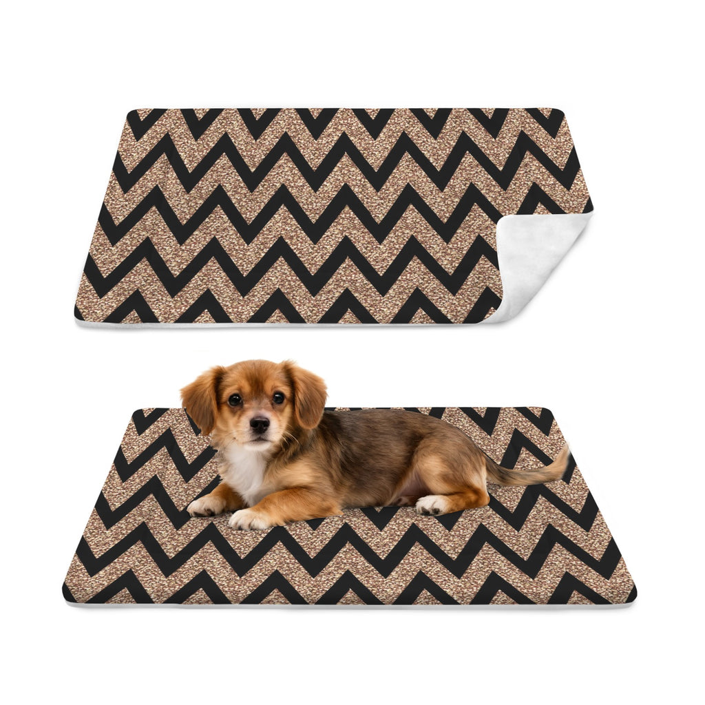 Coco's House of Fashion  Gold Glitter & Black Chevron Dog Mat