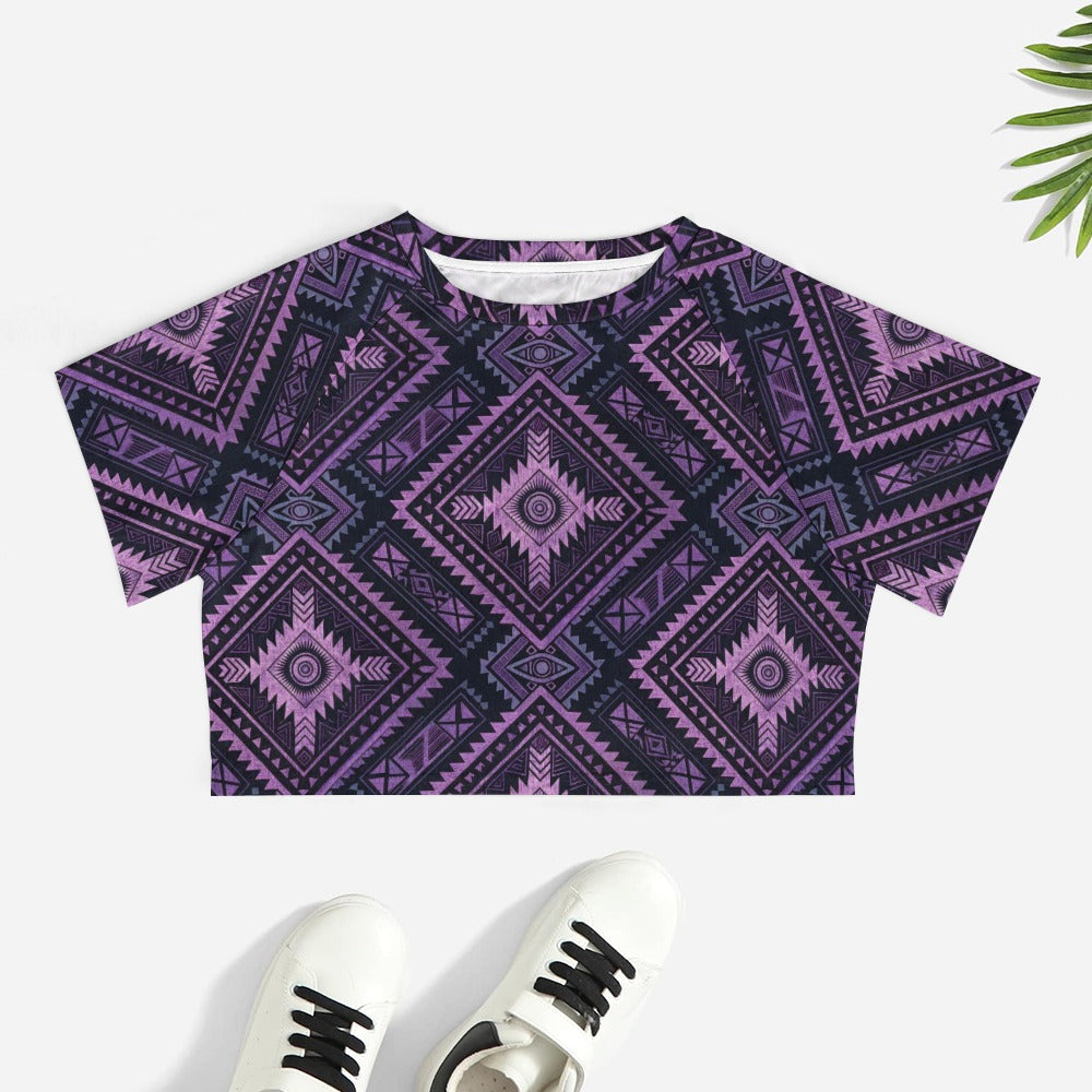 Wolf Hill Ranch – Desert Spirit Collection Aztec Diamond Crop Top Purple