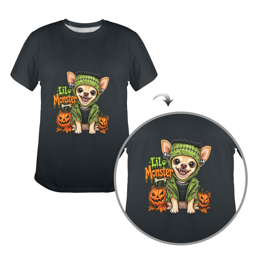 Lil Monster Chihuahua Halloween Ladies Tee   Inspired by Coco of Wolf Hill Ranch 🐾  🎃