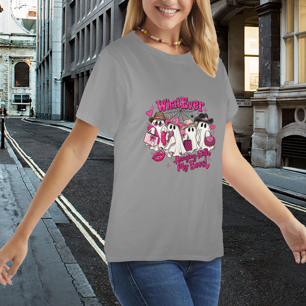 Whatever Hanging With My Boos Western Ghost Women’s Halloween Tee