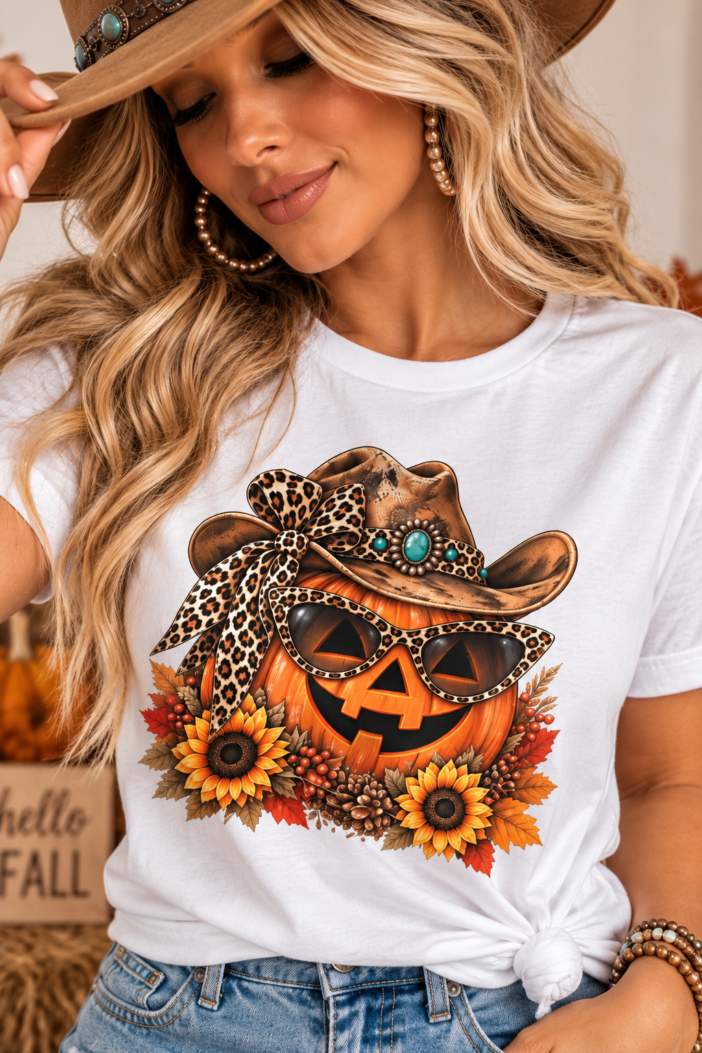 Western Pumpkin Shirt  Cowgirl Fall Halloween