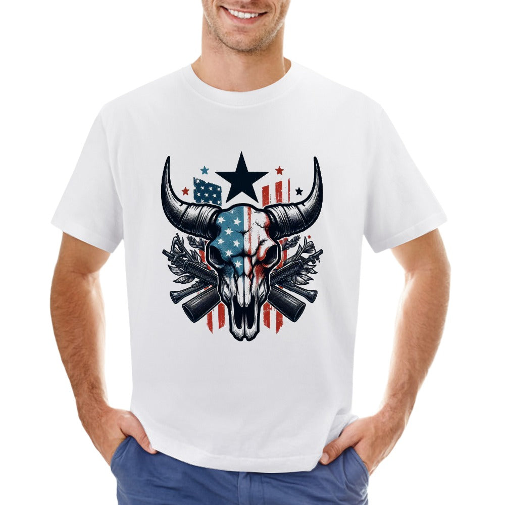 Wolf Hill Ranch Patriotic Bull Skull Tee