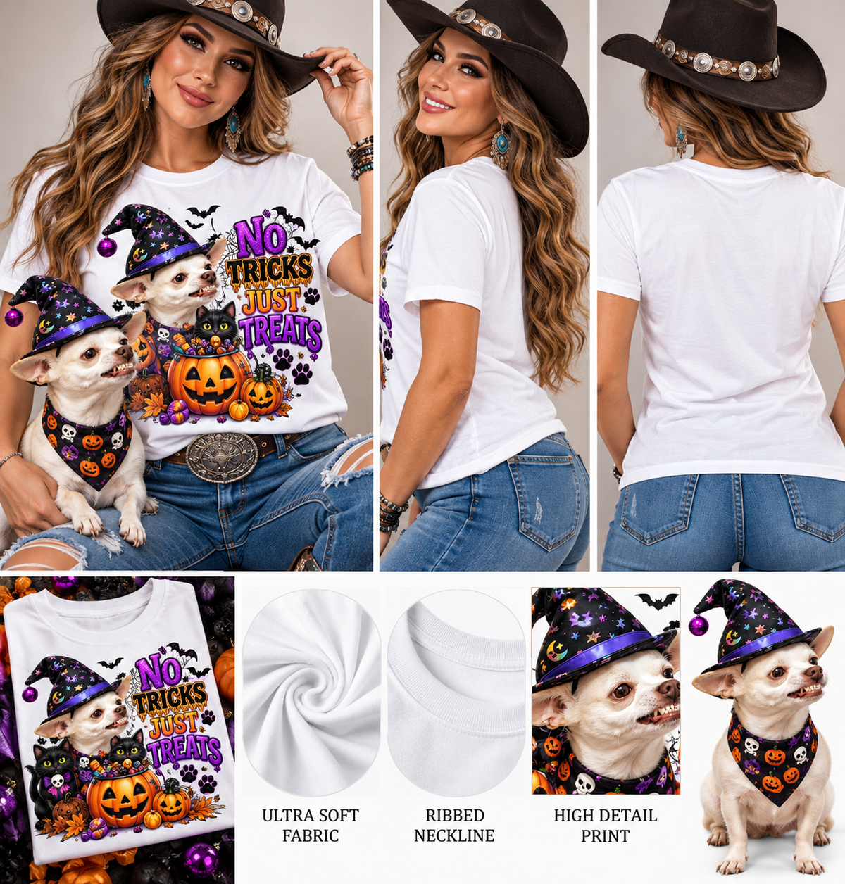 “Coco No Tricks Just Treats Halloween Tee ”Chihuahua