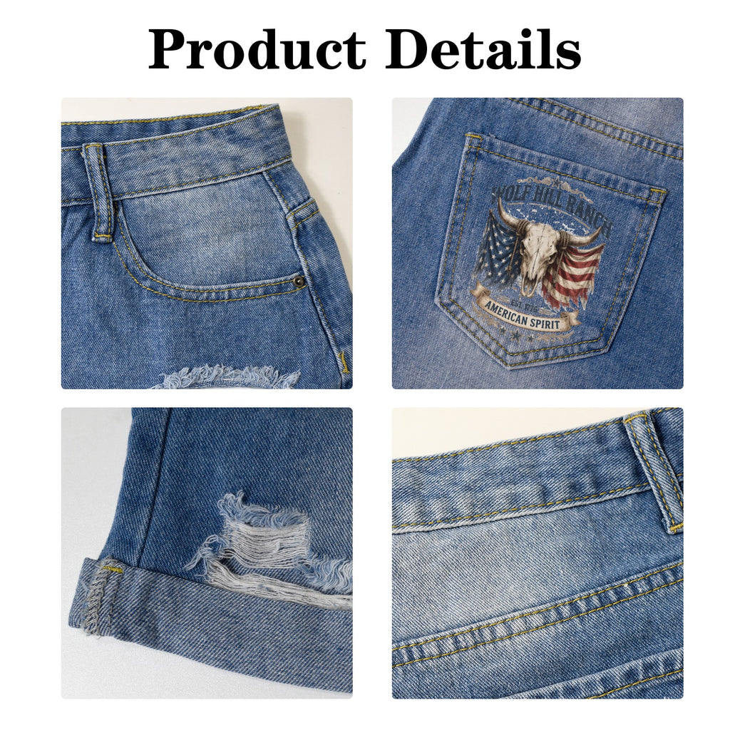Wolf Hill Ranch American Spirit Denim Shorts  Made &amp; Shipped in the USA