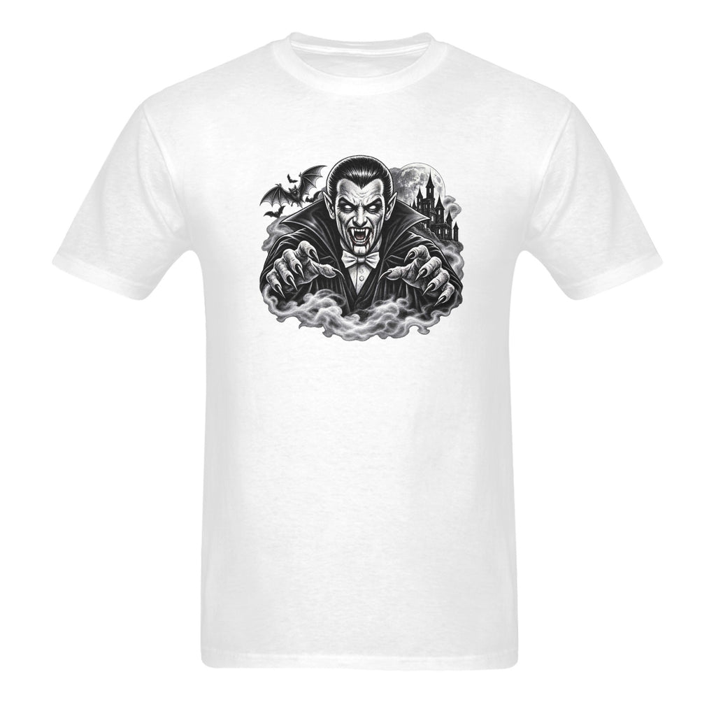 Vintage Vampire Unisex T-Shirt | Gothic Dracula Halloween Tee | Retro Horror Vampire Shirt | Spooky Castle & Bats Graphic Tee