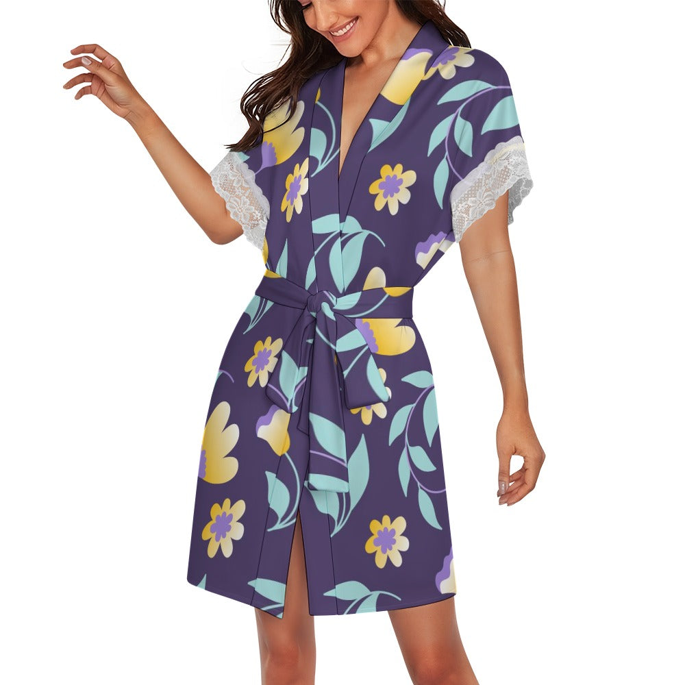 Women's Lace-Trimmed Kimono Robe Collection