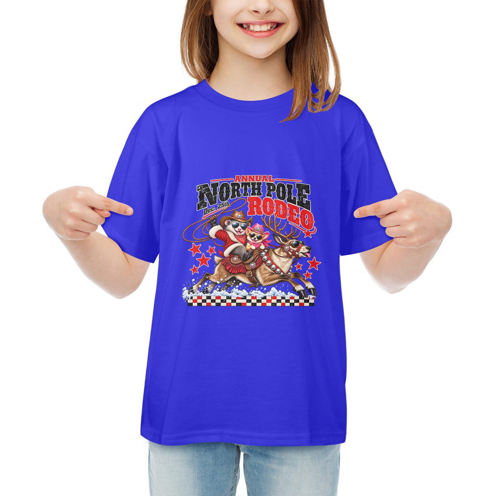 Pete & Coco North Pole Rodeo Youth T-Shirt  Western Christmas Reindeer Holiday Tee