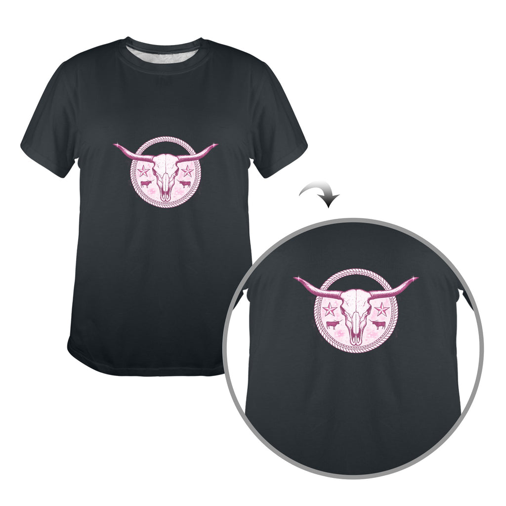 Blush Longhorn Tee  Women's Western Graphic T-Shirt