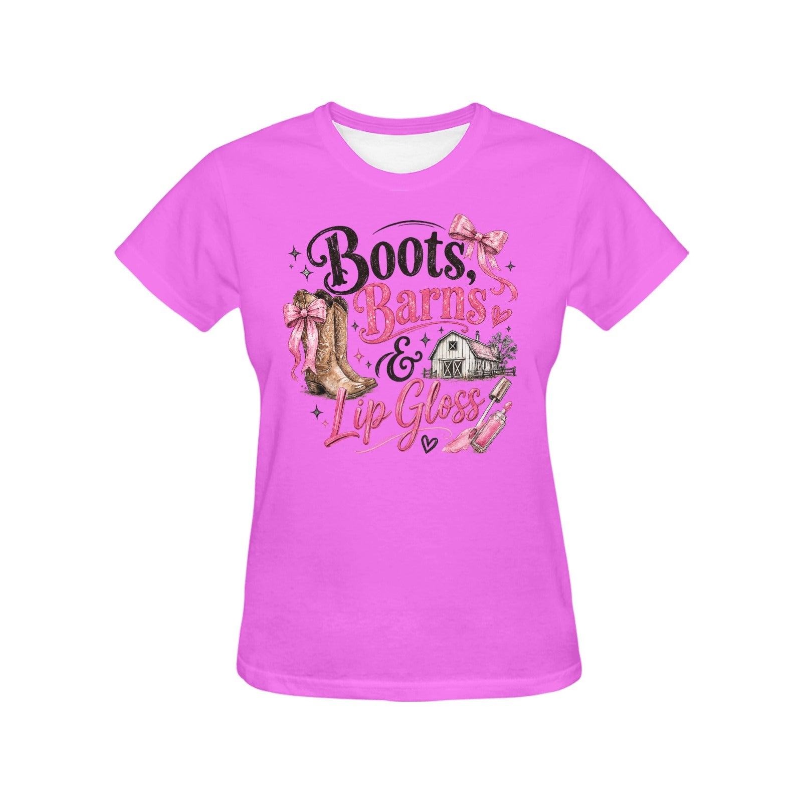 Women's Boots, Barns and Lip Gloss T-shirt