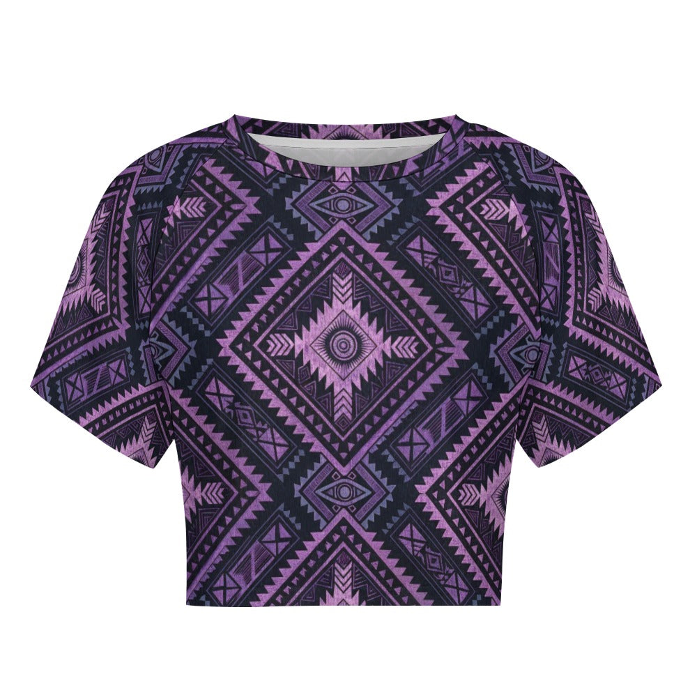 Wolf Hill Ranch – Desert Spirit Collection Aztec Diamond Crop Top Purple