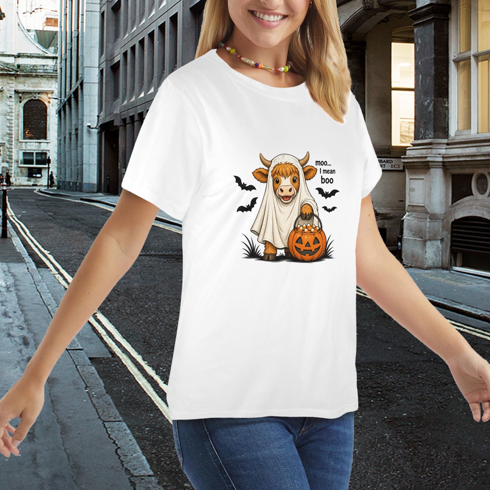 Highland Cow Ghost Trick or Treat T-Shirt