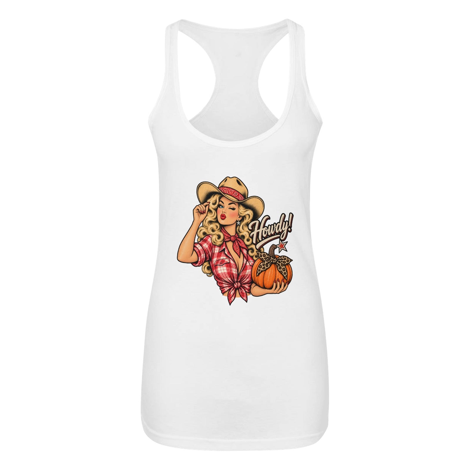Howdy Cowgirl  with Pumpkin       Women's Tank Top