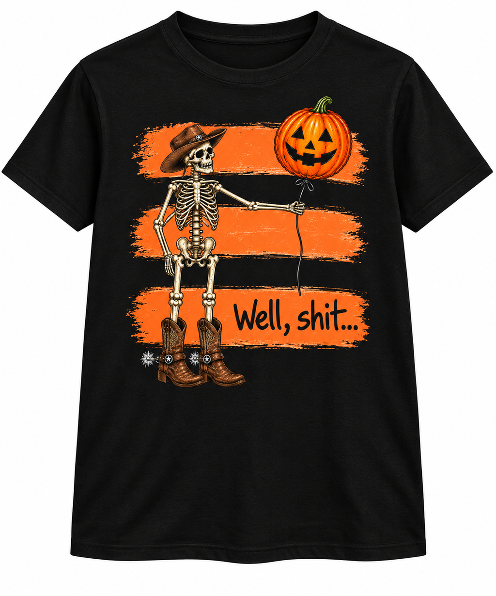 Well, Shit… Cowboy Skeleton Unisex Halloween Tee