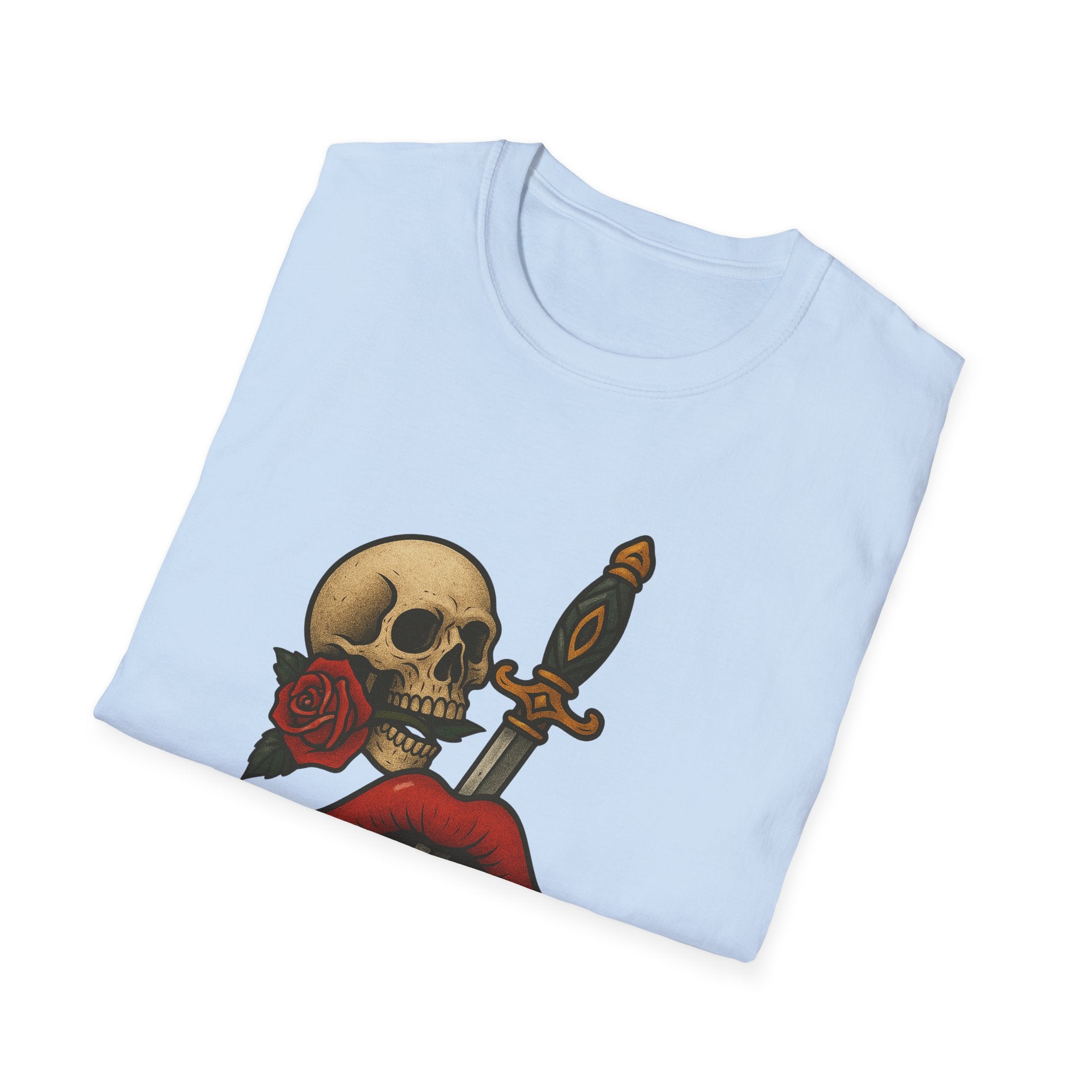 Skull Dagger Love T-Shirt  Edgy Gothic Graphic Tee  Trendy TShirt