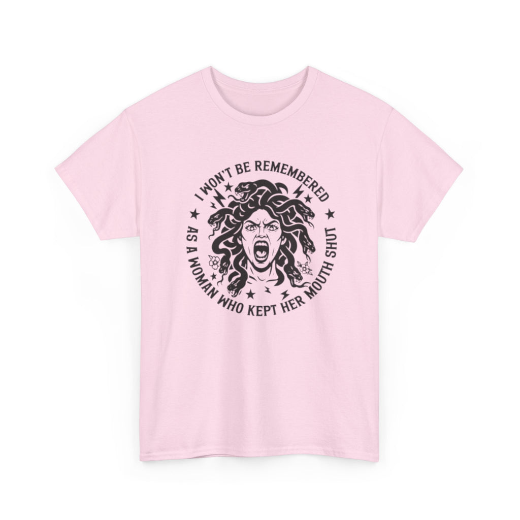 Feminist Medusa T-Shirt — "I Won't Be Remembered as a Woman Who Kept Her Mouth Shut" Vintage Tee