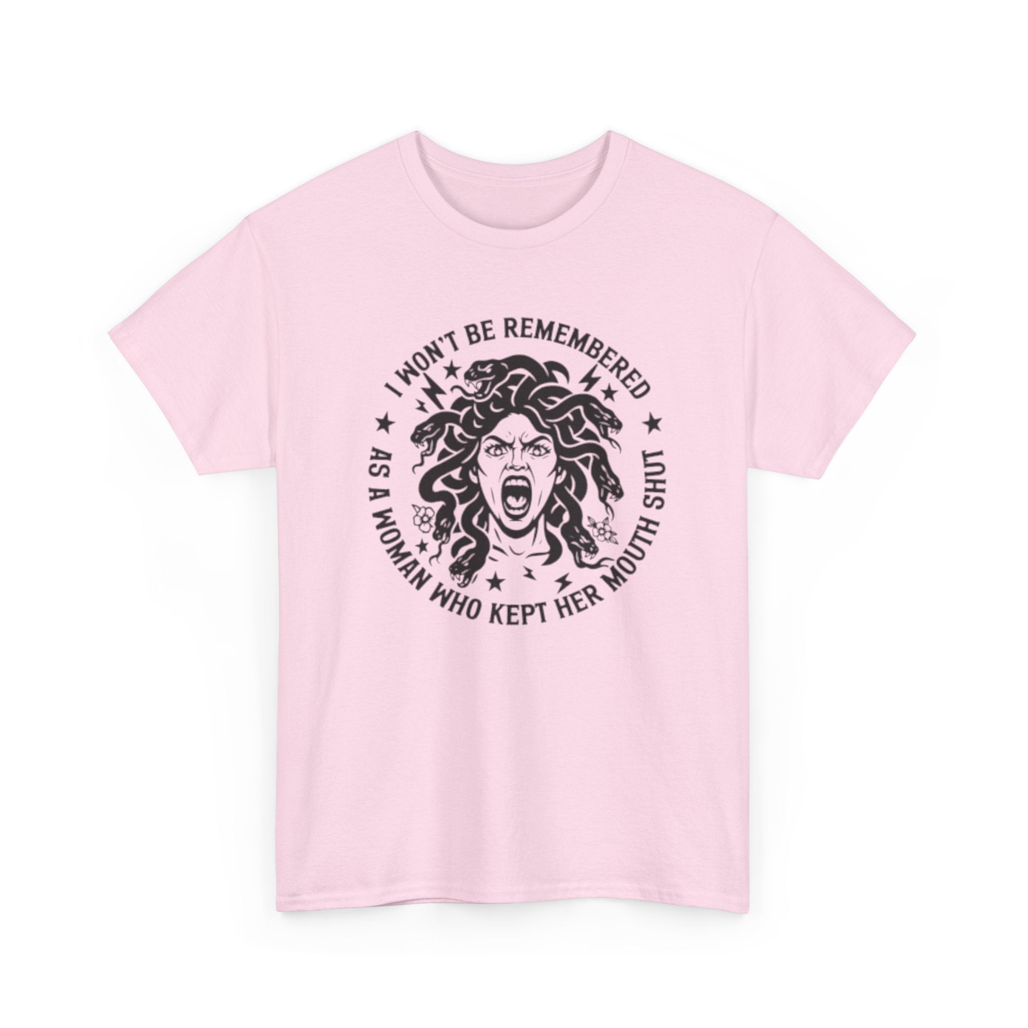 Feminist Medusa T-Shirt — "I Won't Be Remembered as a Woman Who Kept Her Mouth Shut" Vintage Tee