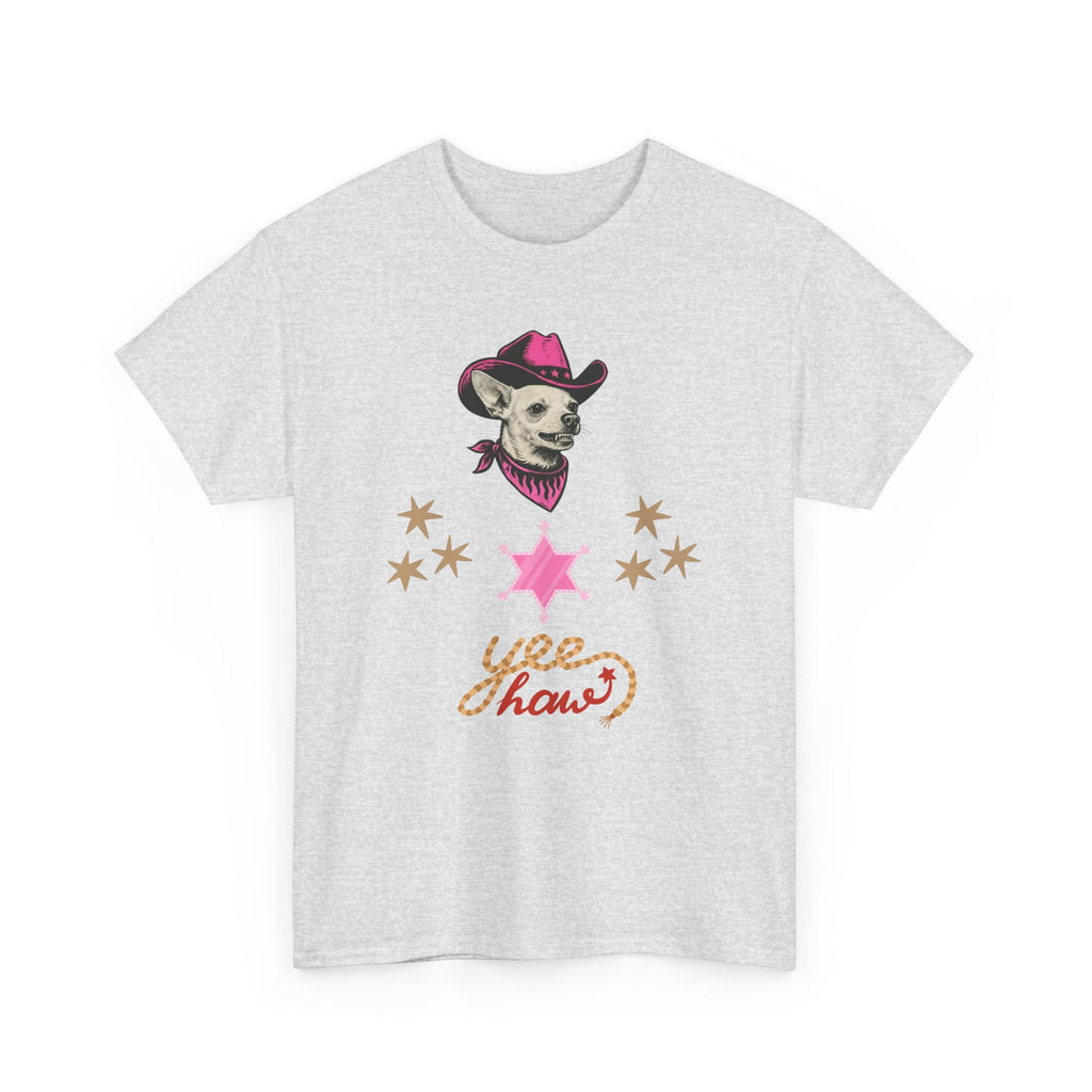 Cowgirl Dog T-Shirt — 'Yee Haw' Chihuahua in Pink Cowboy Hat    Trendy TShirt CoCo