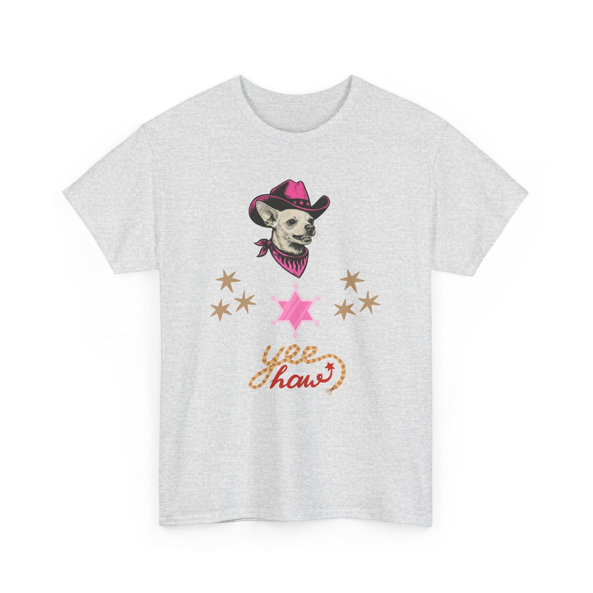 Cowgirl Dog T-Shirt — 'Yee Haw' Chihuahua in Pink Cowboy Hat    Trendy TShirt CoCo