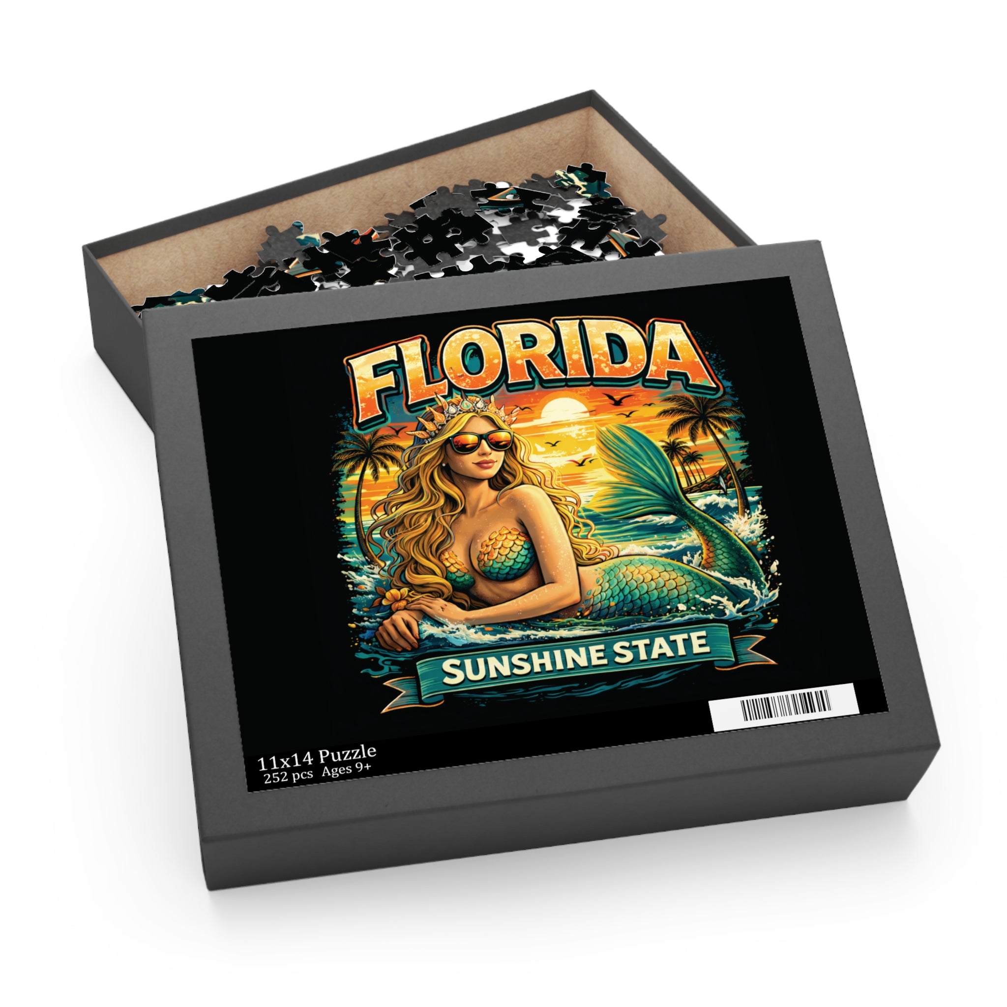 Florida Mermaid Puzzle — Sunshine State Beach Scene (120/252/500 Pieces)