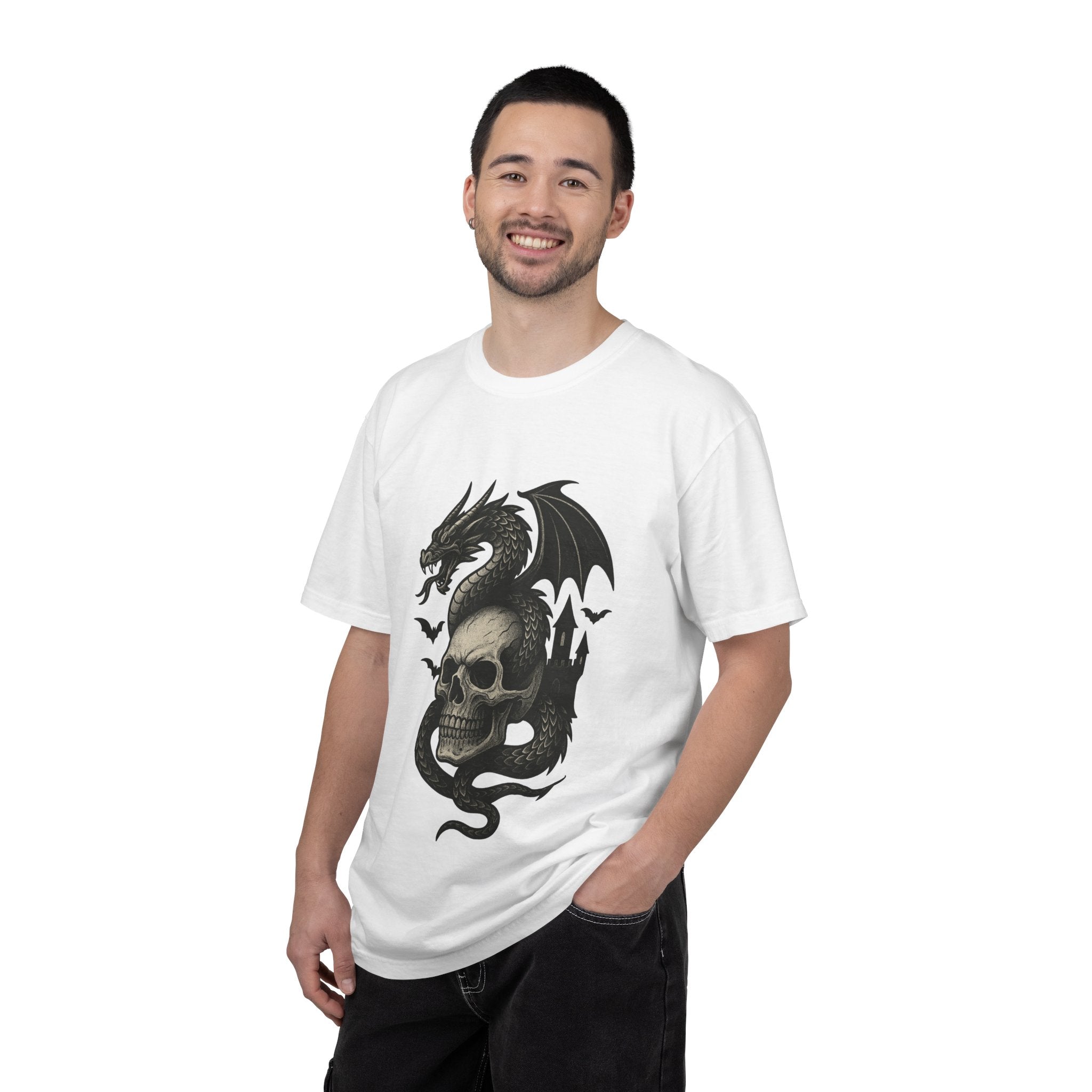 Edgy Dragon Skull T-Shirt - Graphic Tee, Alternative Fashion, Halloween, Gift for Him, Casual Wear