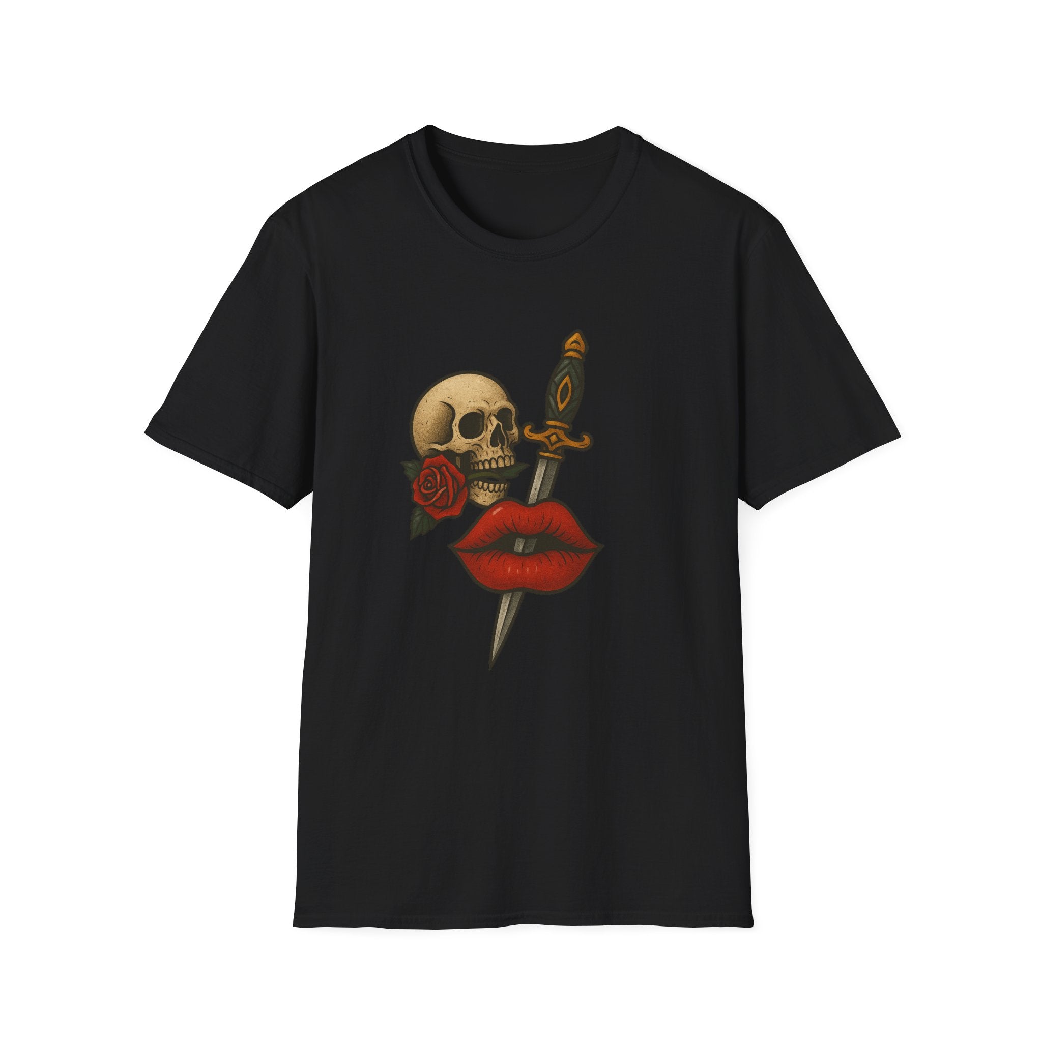 Skull Dagger Love T-Shirt  Edgy Gothic Graphic Tee  Trendy TShirt
