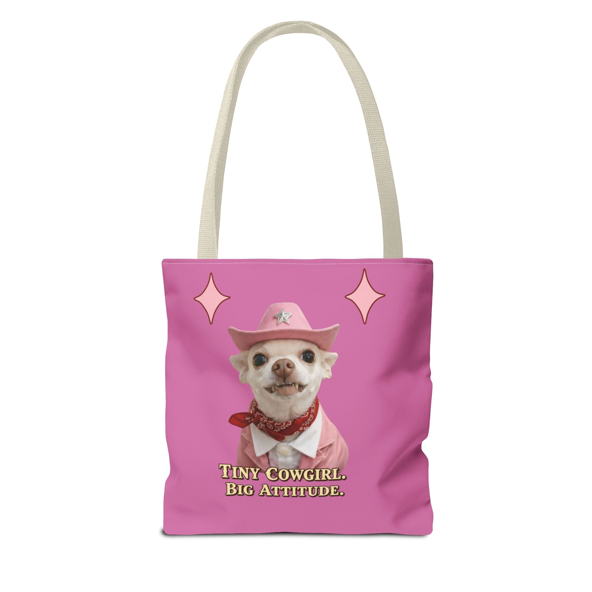 Tiny Cowgirl Tote Bag — Coco Cute Pink Chihuahua   Big Attitude” ON WOLF HILL RANCH