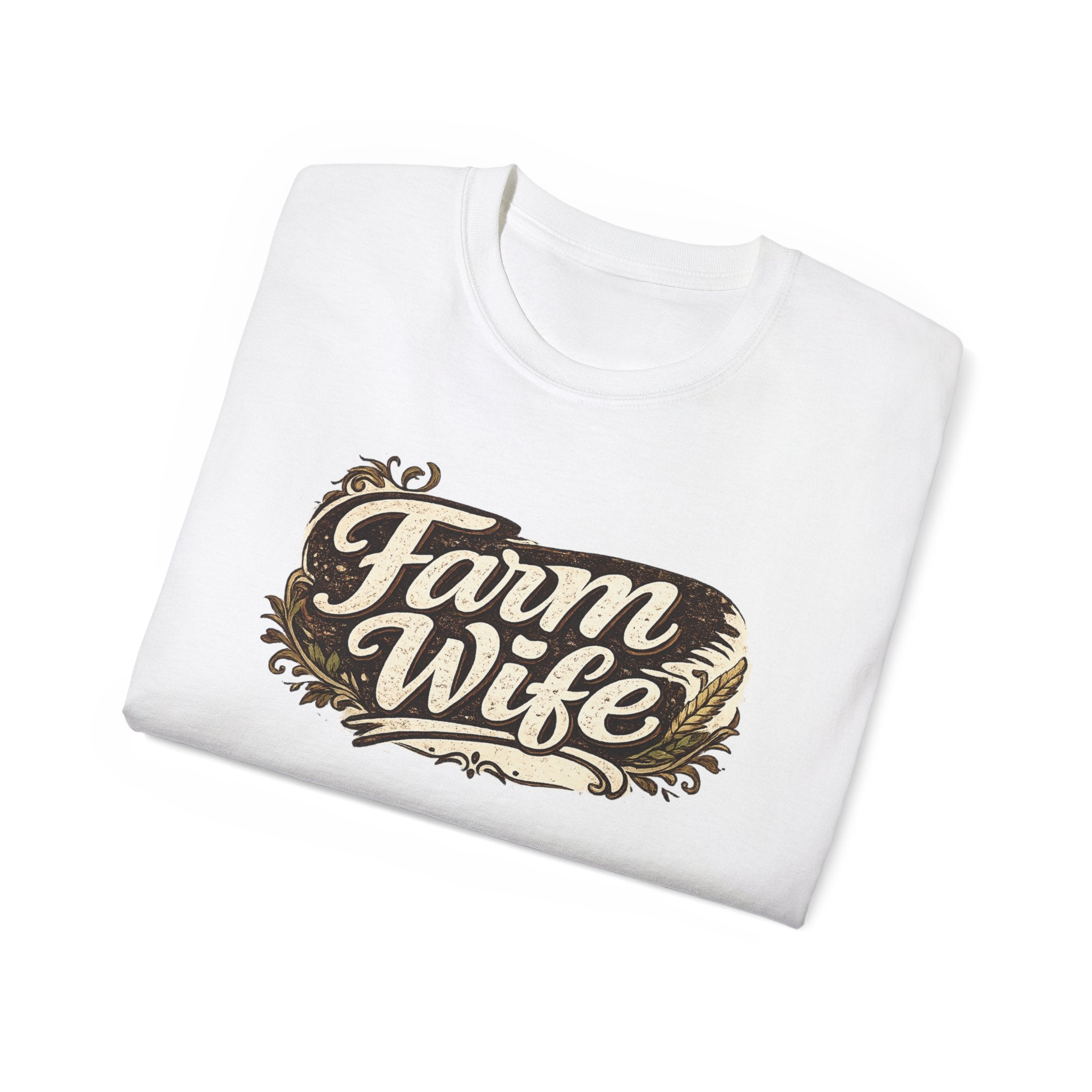 Farm Wife T-Shirt — Rustic Retro Script Tee for Women (Farm Wife)