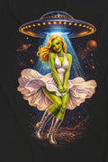 Alien Pinup Velveteen Plush Blanket —Galaxy Girl  Retro Cozy Throw