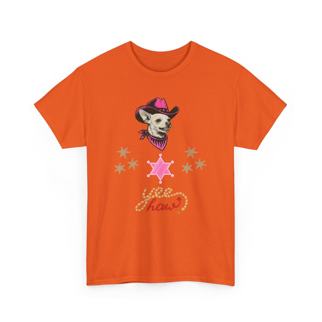 Cowgirl Dog T-Shirt — 'Yee Haw' Chihuahua in Pink Cowboy Hat    Trendy TShirt CoCo