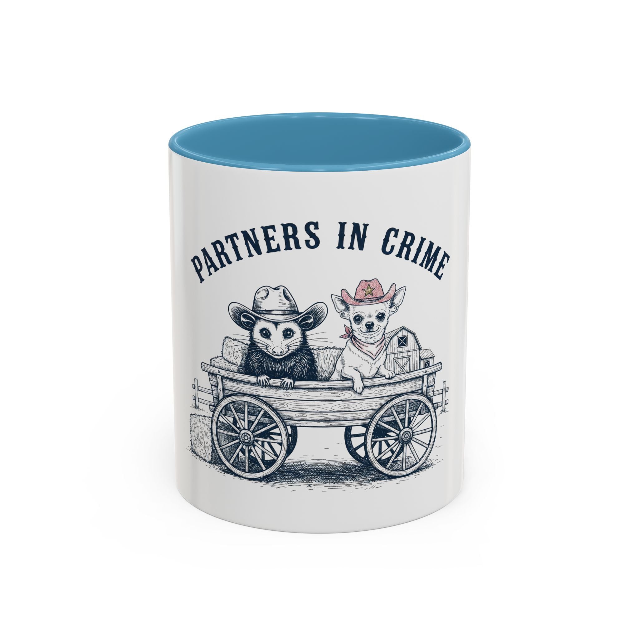 Partners in Crime Coffee Mug — Cute Cowboy Coco & Pete Accent Mug (11/15oz)