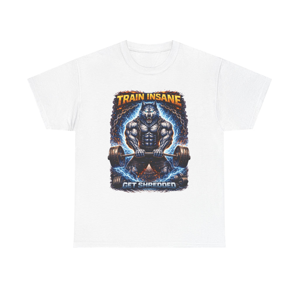 Gym T-Shirt — "Train Insane, Get Shredded" Muscle Workout Tee