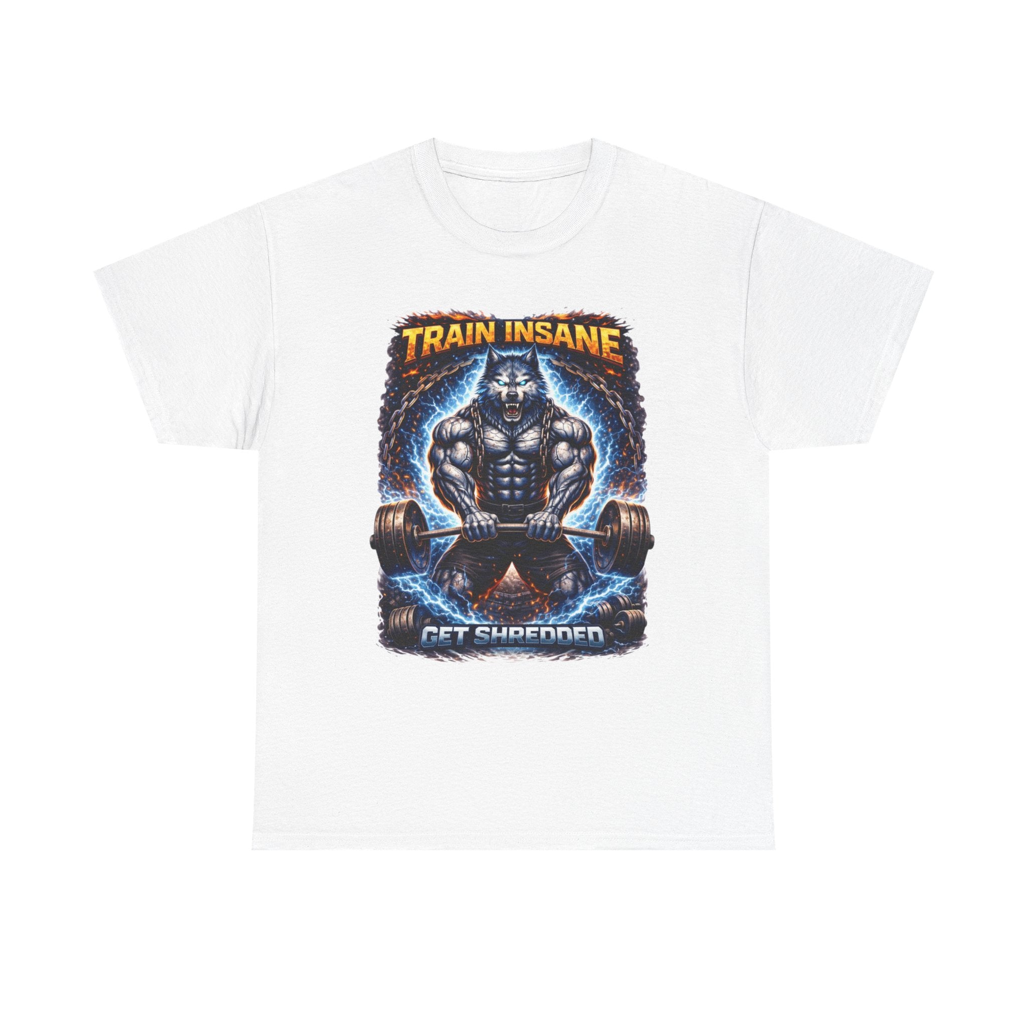 Gym T-Shirt — "Train Insane, Get Shredded" Muscle Workout Tee