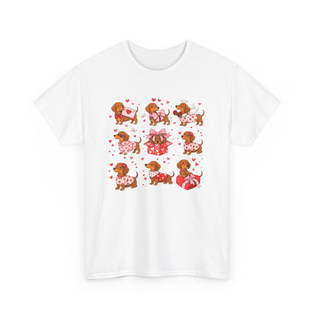 Dachshund Valentine T-Shirt — Cute Puppy Hearts Graphic Tee