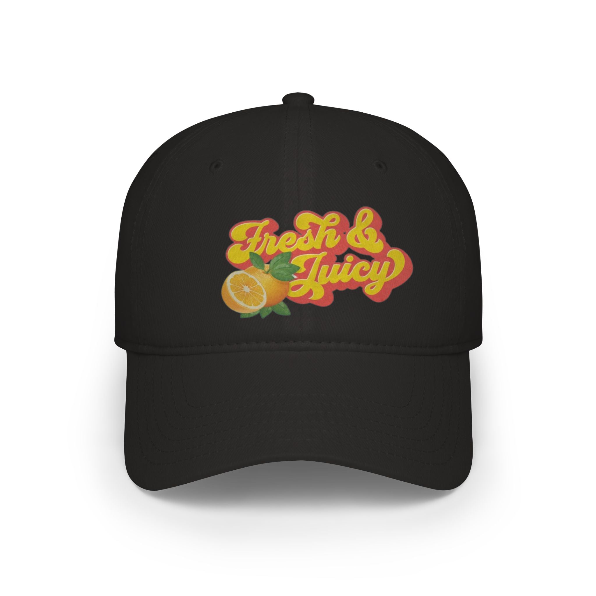 Fresh & Juicy Baseball Cap — Red Citrus Graphic Low Profile Hat