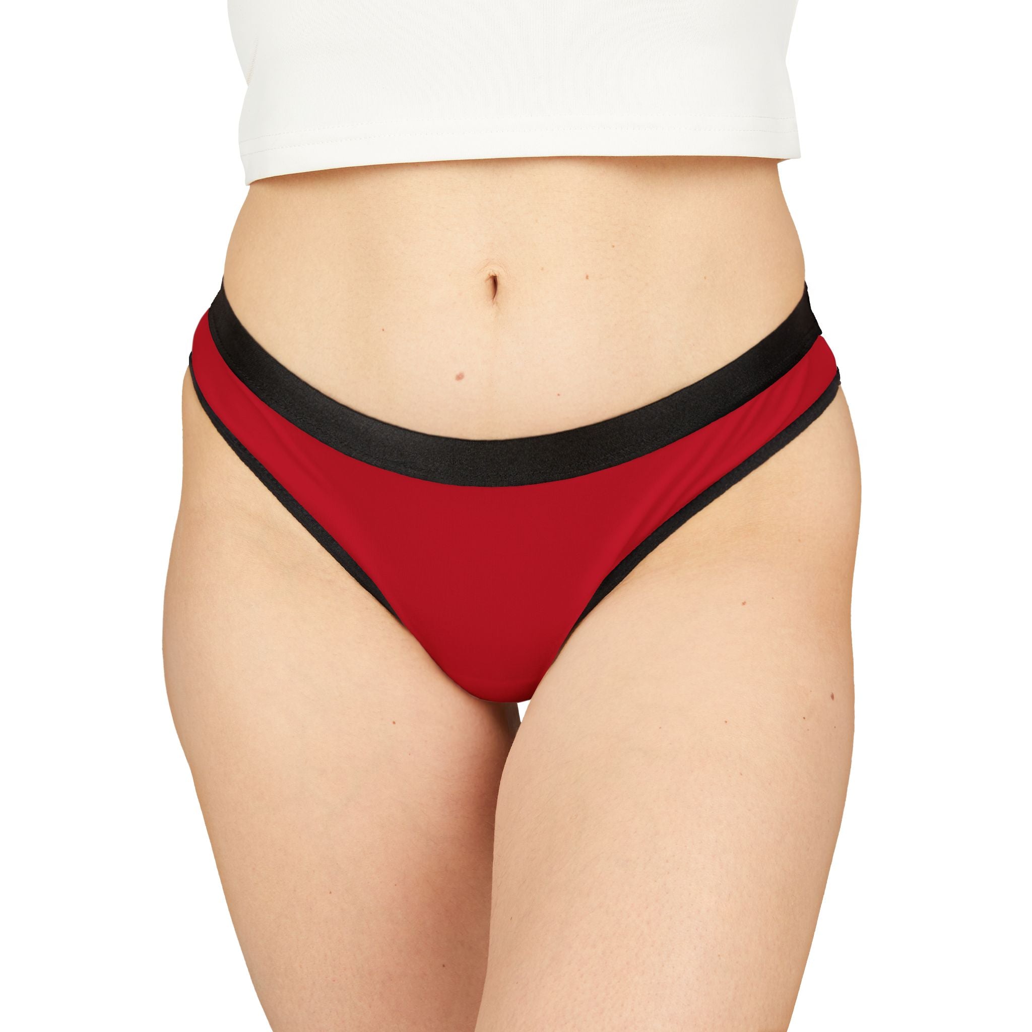 Personalized Red Contrast Trim Women's Thong - Seamless Sexy Bikini Underwear