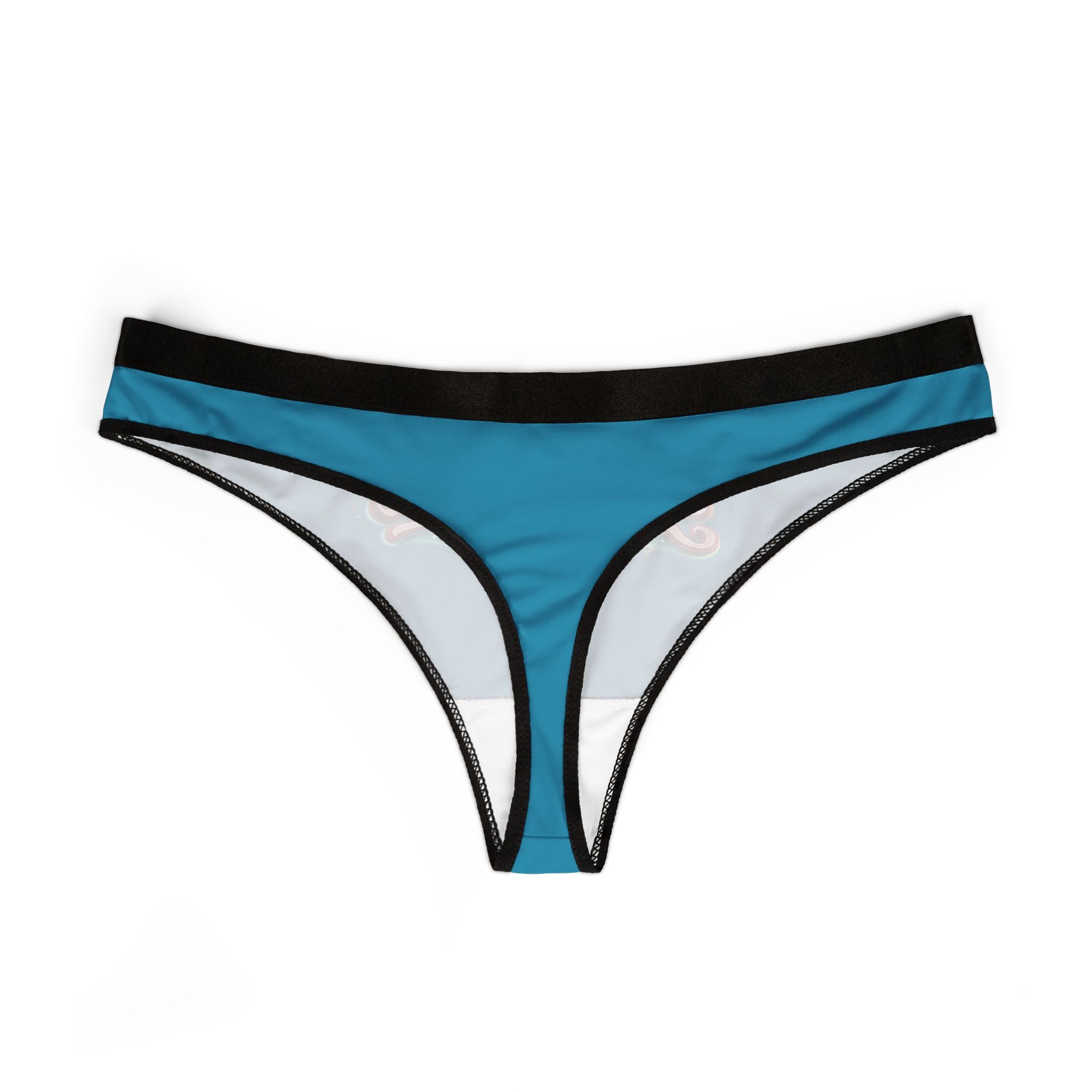 Party Girl Thong — Women's Blue Retro Script Bikini Panty