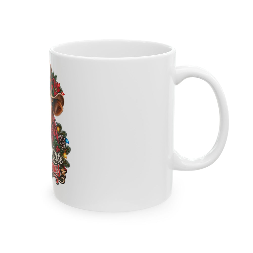 Christmas Cow Mug – "Have Yourself a Moo Little Christmas" Ceramic Coffee Cup