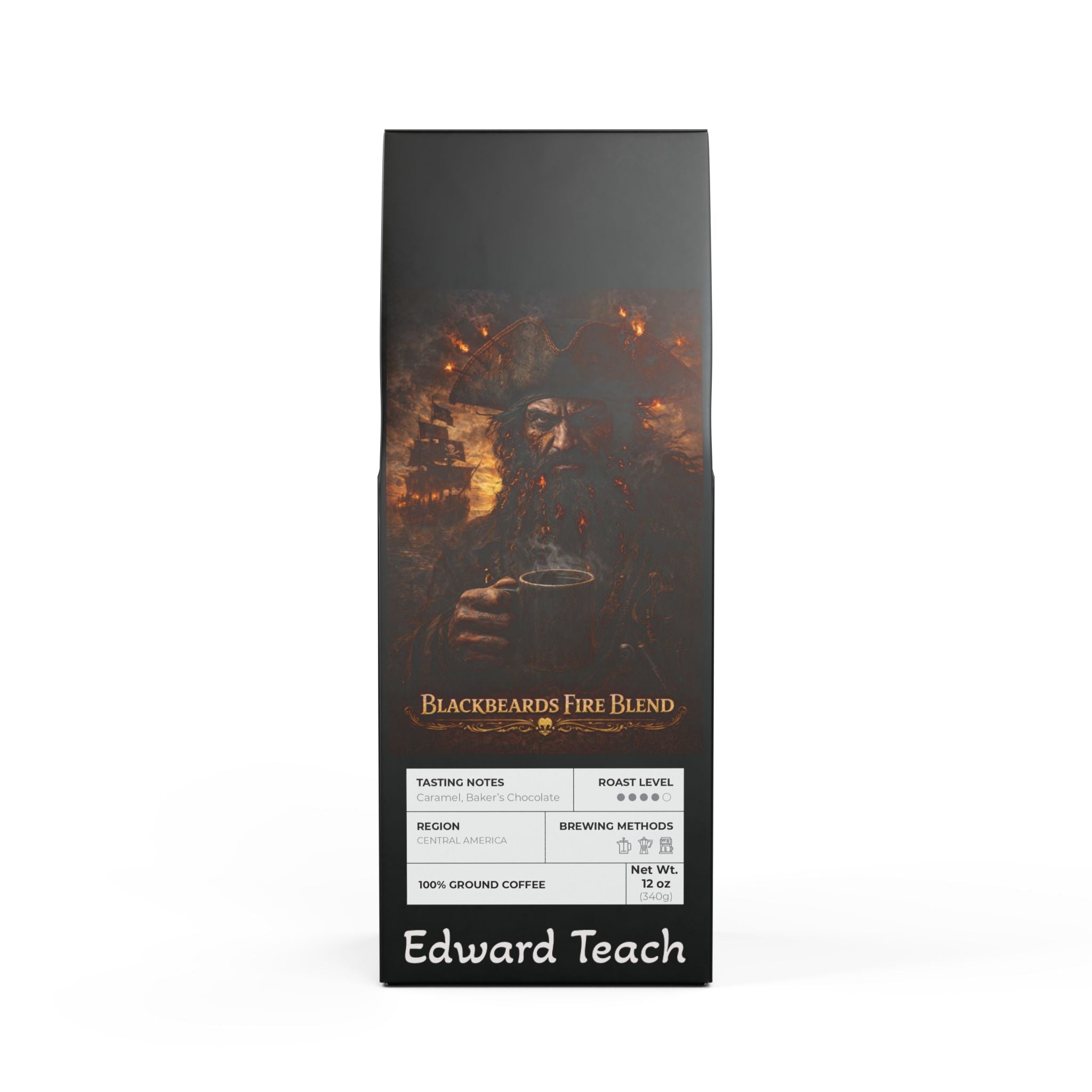 Wolf Hill Ranch Pirate Coffee-BlackBeard's Fire Blend (Medium-Dark Roast)