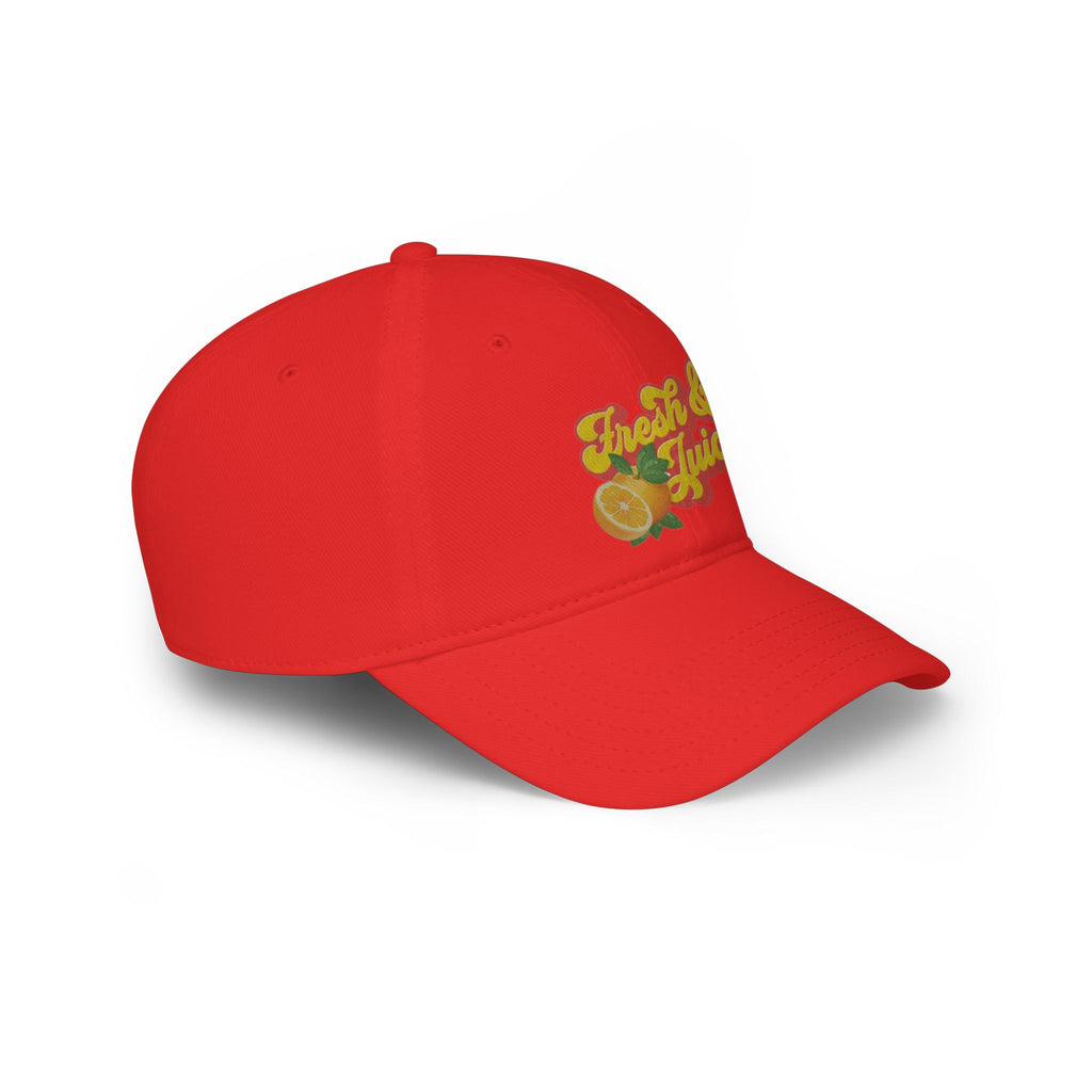 Fresh & Juicy Baseball Cap — Red Citrus Graphic Low Profile Hat
