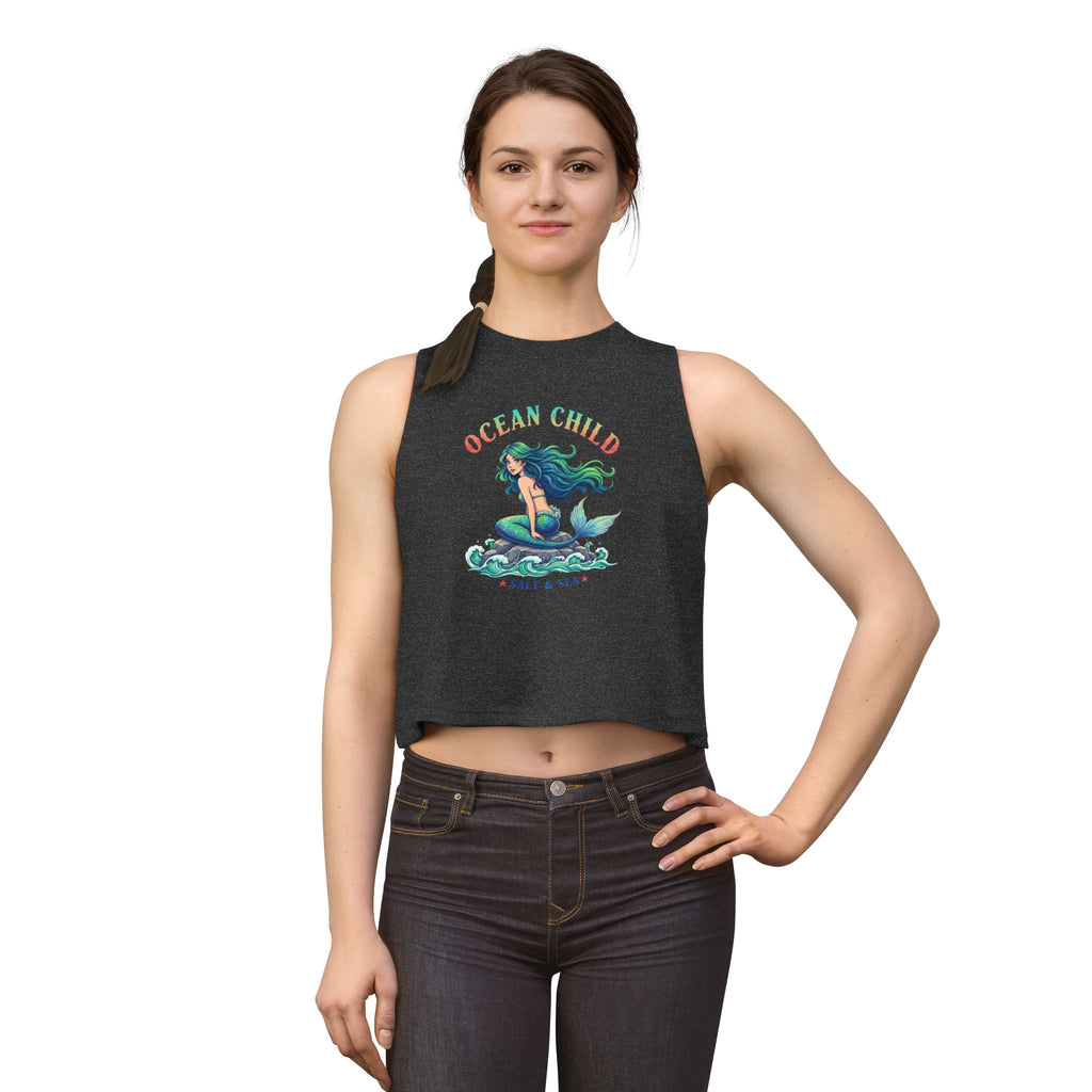 Ocean Child Mermaid Crop Top — Women's Beachy Graphic Tank (Salt & Sea)