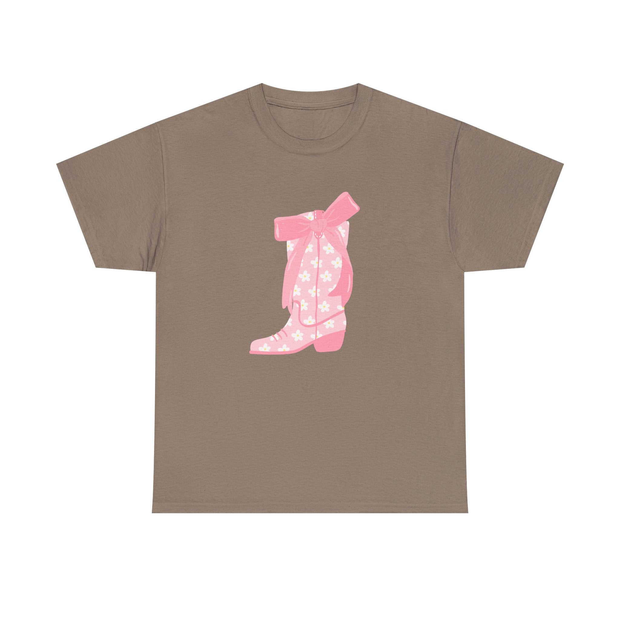Cowgirl Boot Graphic Tee Pink Ribbon Star Print trendy t-shirt