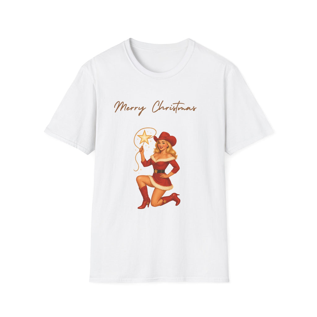 Christmas Cowgirl T-Shirt — "Merry Christmas" Pinup Holiday Tee
