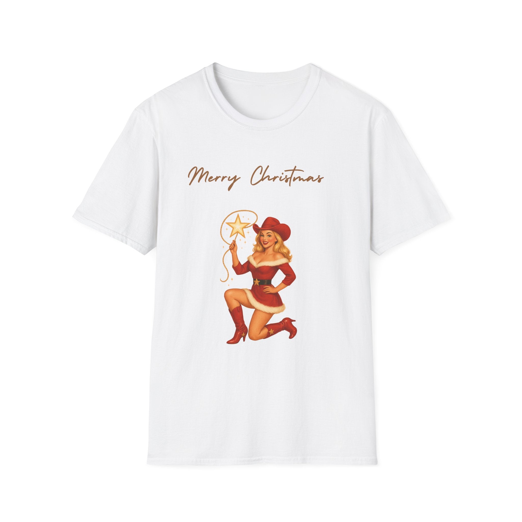 Christmas Cowgirl T-Shirt — "Merry Christmas" Pinup Holiday Tee