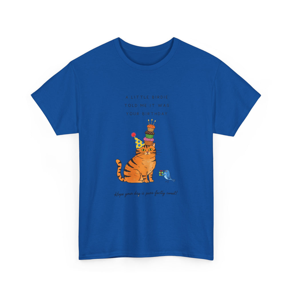 Cat Birthday Cake T-Shirt — "A Little Cake Could Be Made Your Birthday" Funny Party Tee
