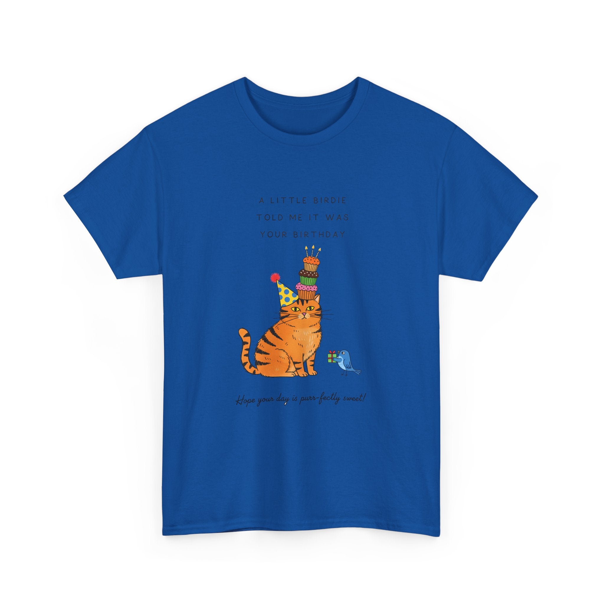 Cat Birthday Cake T-Shirt — "A Little Cake Could Be Made Your Birthday" Funny Party Tee