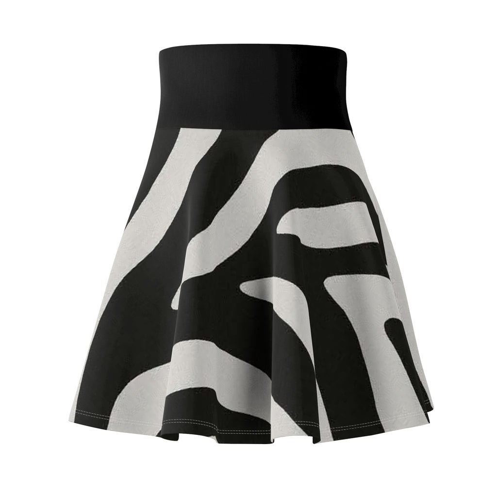 Zebra Print Women's Skater Skirt — Black & White flared Mini