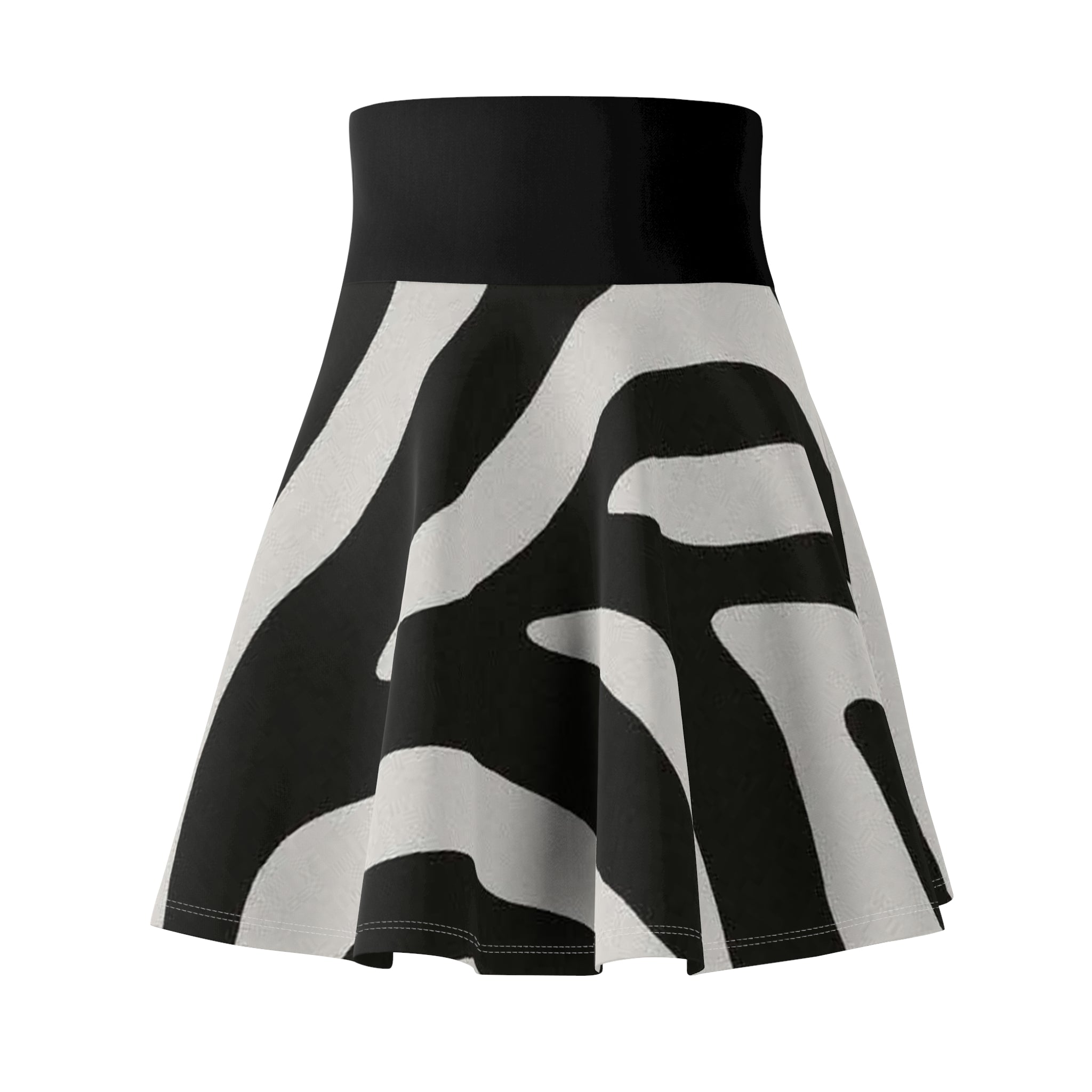 Zebra Print Women's Skater Skirt — Black & White flared Mini