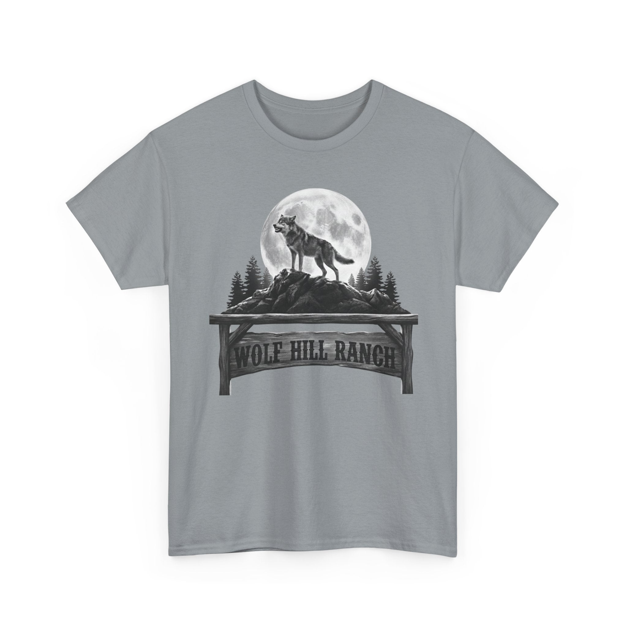 Lone Howl Wolf Tee Full Moon Graphic TShirt    Trendy TShirt