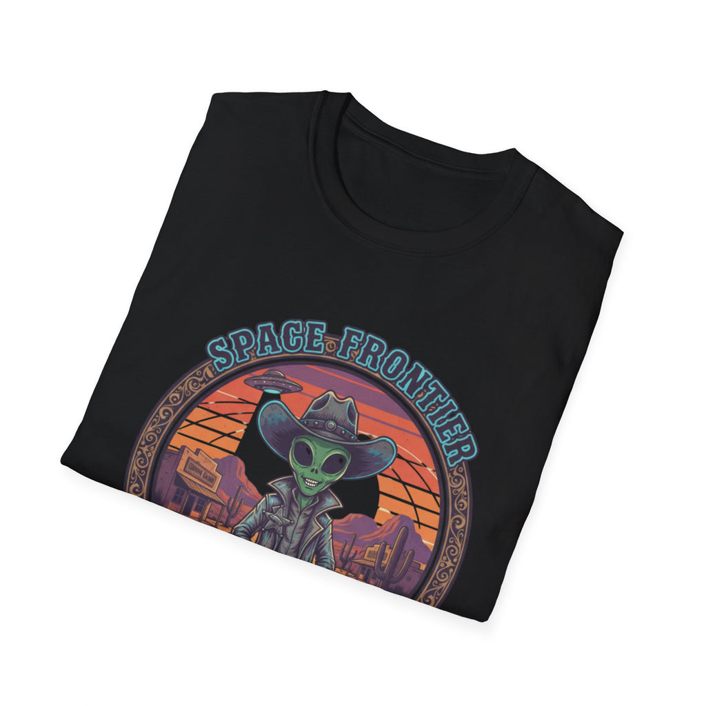 Alien Sheriff T‑Shirt — 'Space Frontier' Vintage Western Sci‑Fi Tee