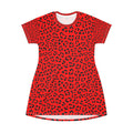 Red Leopard Print T-Shirt Dress — Bold Animal Print Mini Dress